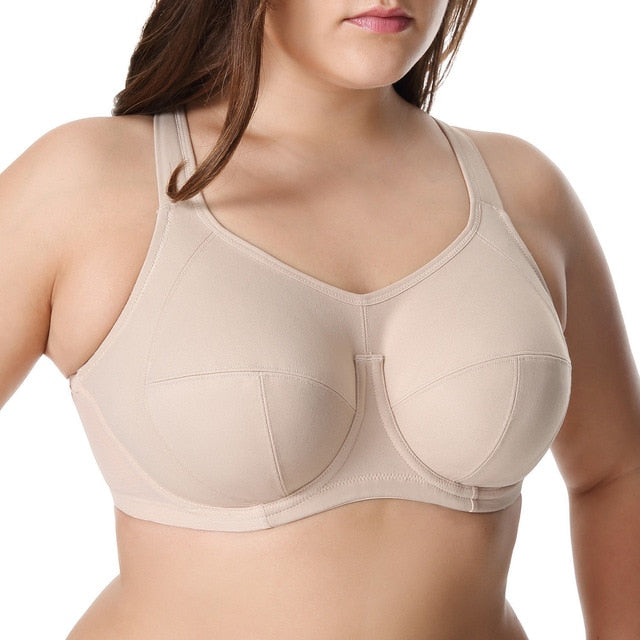 Women's X-back Full Support Bounce Control Plus Size Underwire Sports Bra - forsportswear