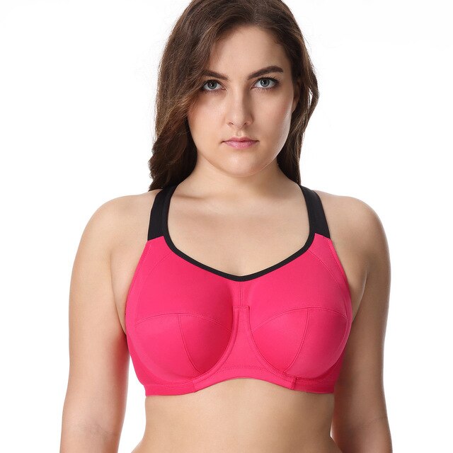 Women's X-back Full Support Bounce Control Plus Size Underwire Sports Bra - forsportswear