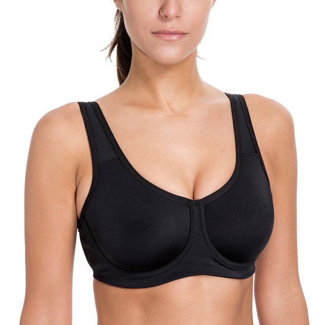 Women's Max Control Solid High Impact Plus Size Underwire Sports Bra - forsportswear