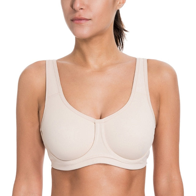 Women's Max Control Solid High Impact Plus Size Underwire Sports Bra - forsportswear