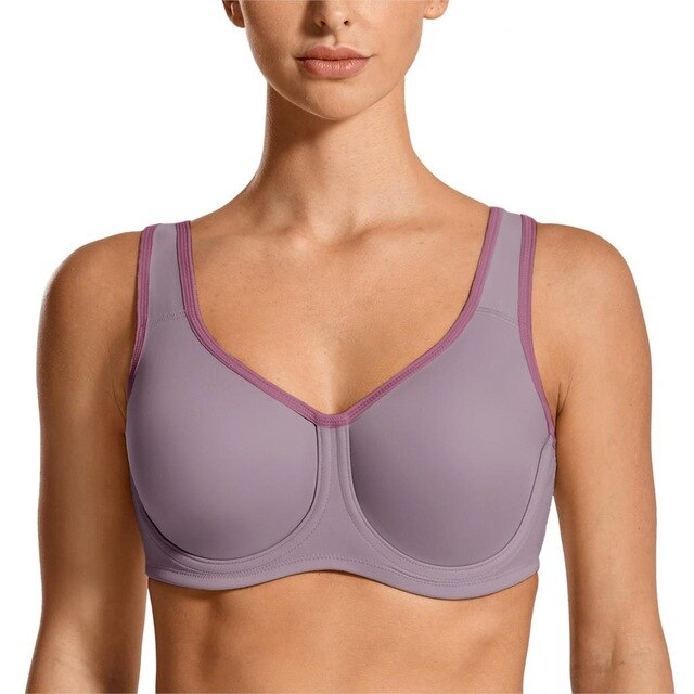 Women's Max Control Solid High Impact Plus Size Underwire Sports Bra - forsportswear