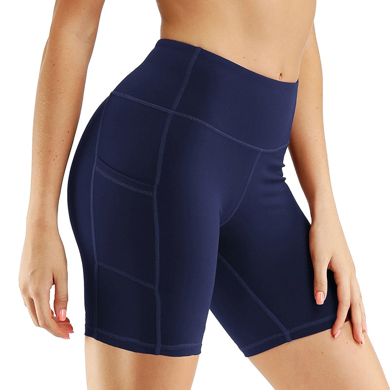 Women 8 inch Inseam High Waist Yoga Running Compression Shorts