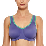 Women's Max Control Solid High Impact Plus Size Underwire Sports Bra - forsportswear